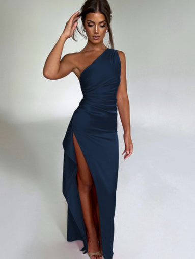 One-shoulder Backless Slit Dress Summer Ice & Rose