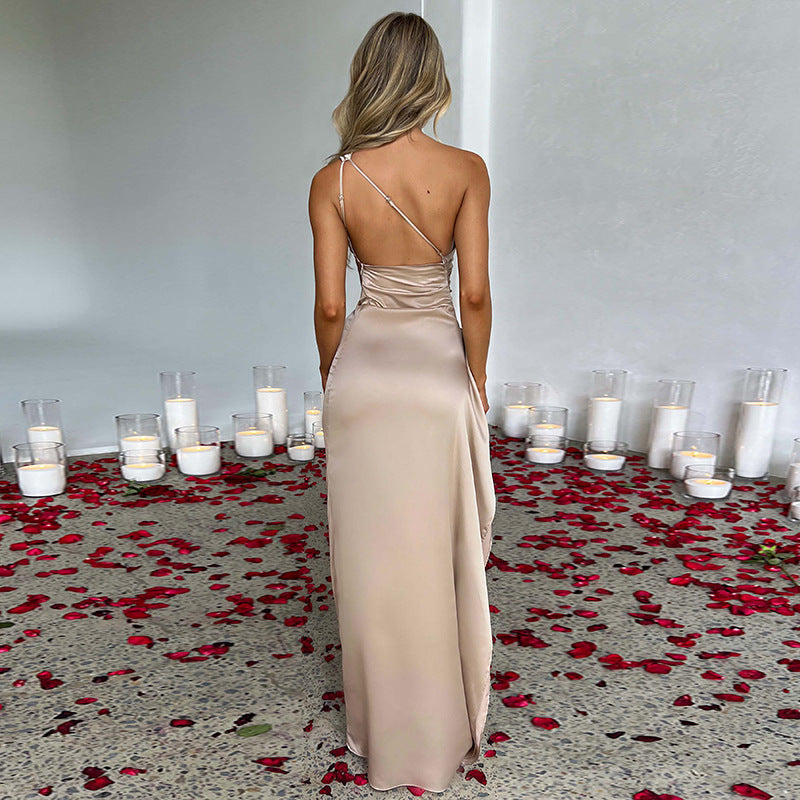One-shoulder Backless Slit Dress Summer Ice & Rose