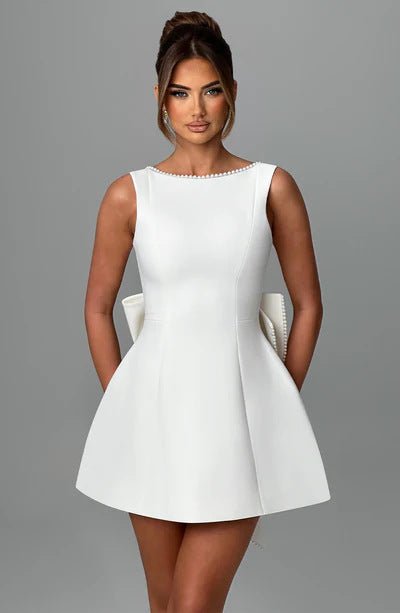 Big - Bowed Pearls Backless Dress For Party Evening Out Dress - Dresses - Ice & Rose