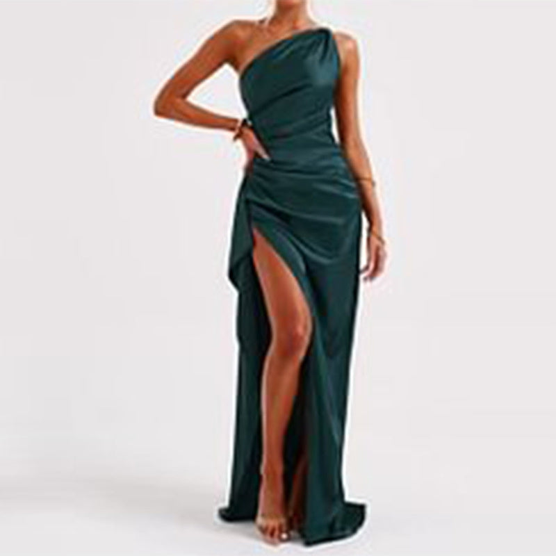One-shoulder Backless Slit Dress Summer Ice & Rose