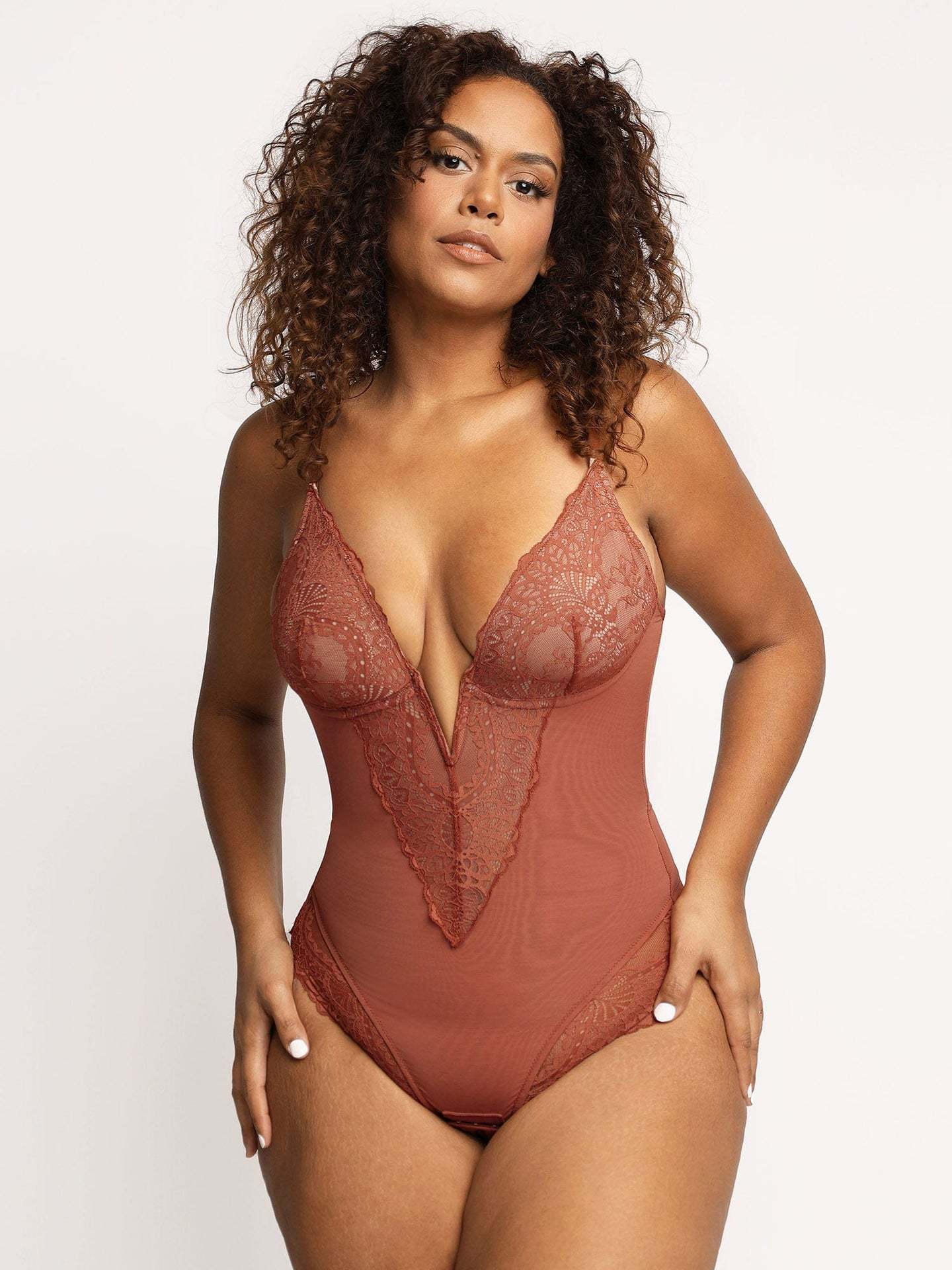 Lace Shapewear Women's Waist Control Body Shaping Butt Lift Bodysuit Body Shaper Rompers - Backless Bodysuit-Ice & Rose