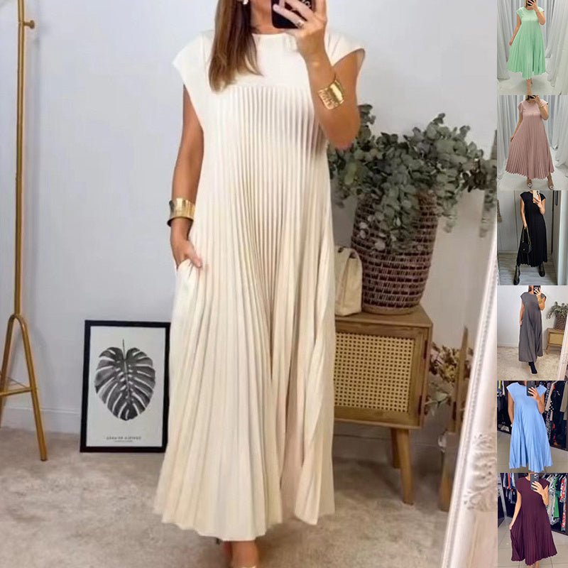 Short Sleeve Pleated Summer Dress - Dresses - Ice & Rose