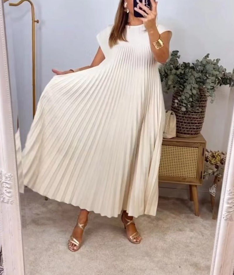 Short Sleeve Pleated Summer Dress - Dresses - Ice & Rose