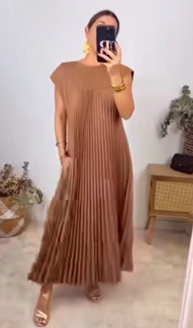 Short Sleeve Pleated Summer Dress - Dresses - Ice & Rose