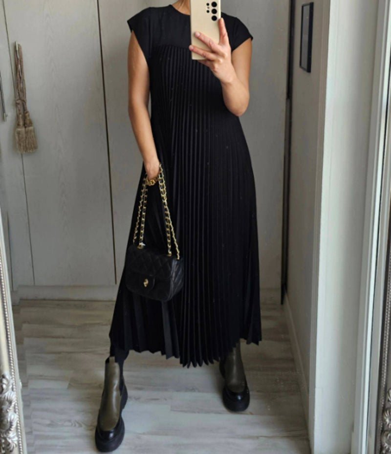 Short Sleeve Pleated Summer Dress - Dresses - Ice & Rose