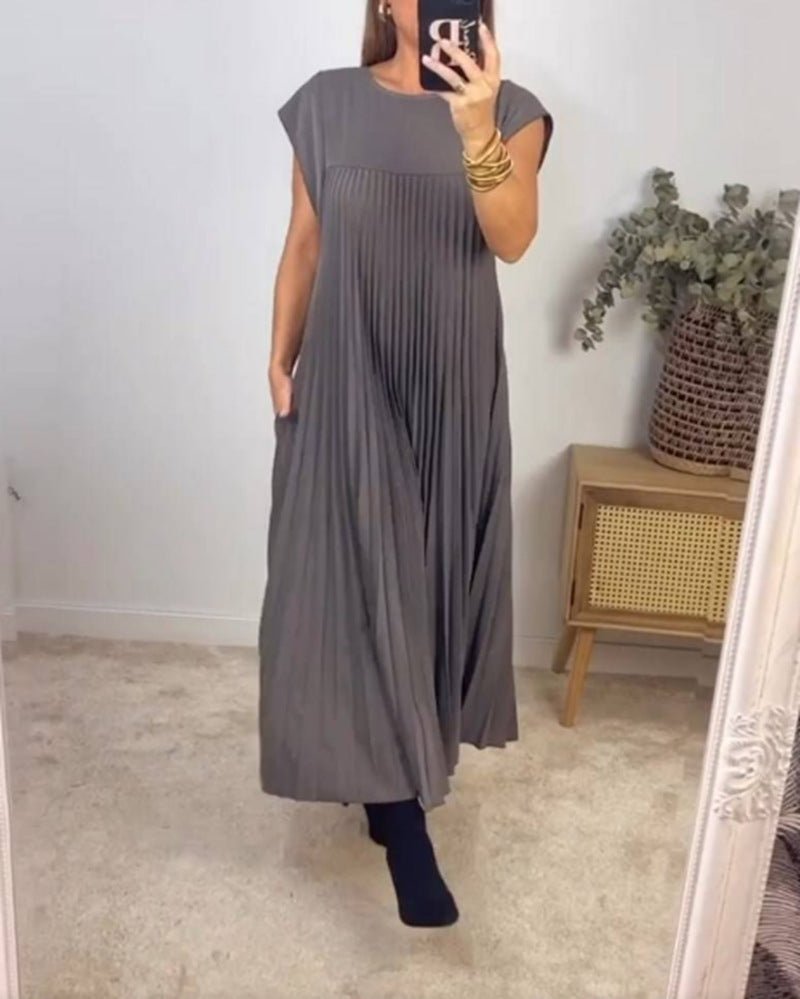 Short Sleeve Pleated Summer Dress - Dresses - Ice & Rose
