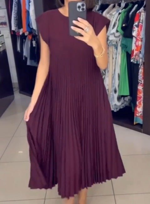 Short Sleeve Pleated Summer Dress - Dresses - Ice & Rose