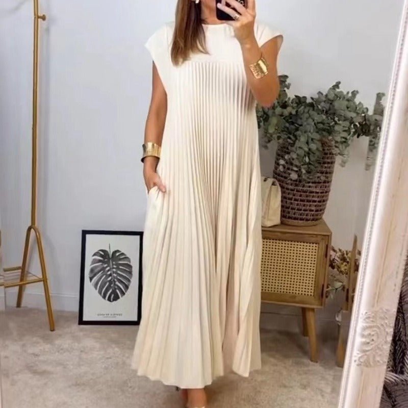 Short Sleeve Pleated Summer Dress - Dresses - Ice & Rose