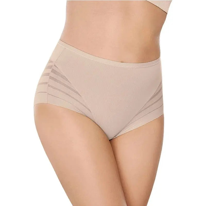 High Waist Ice Silk B Cotton Crotch Women's Underwear Panty - High Waisted Tummy Control Panty-Ice & Rose
