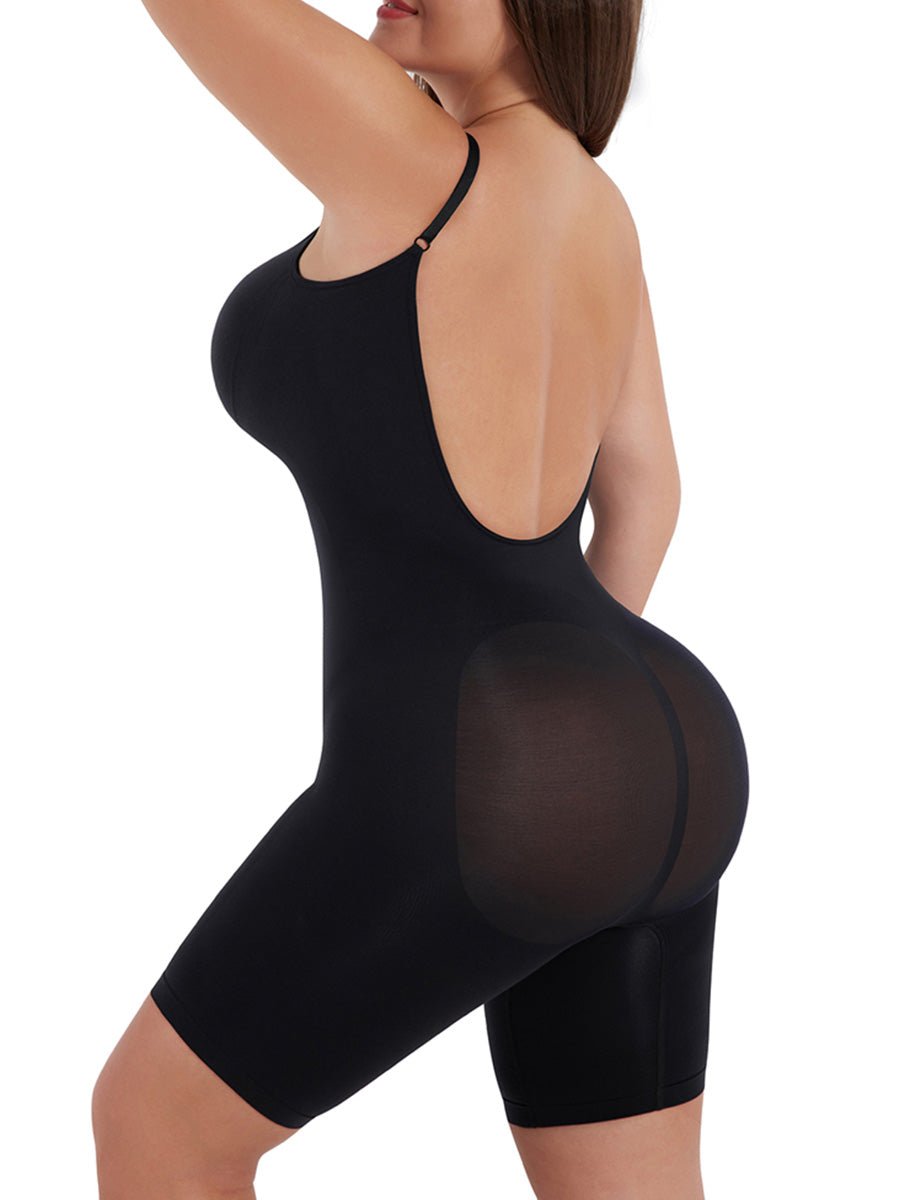 Plus Size Essentials All Day Every Day Scoop Neck Mid-Thigh Bodysuit Low Back - Bodysuit-Ice & Rose