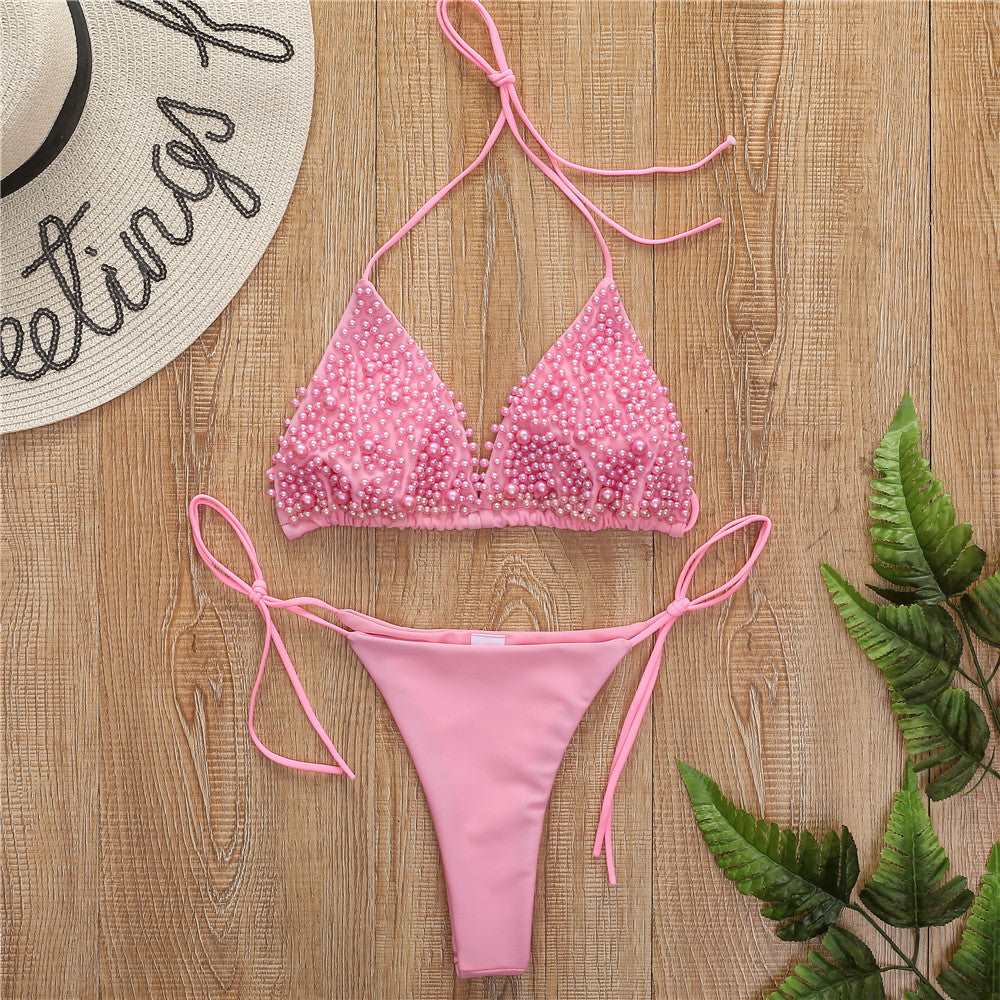 Two-pieces Bikini shorts set with Studs - Swimwear-Ice & Rose