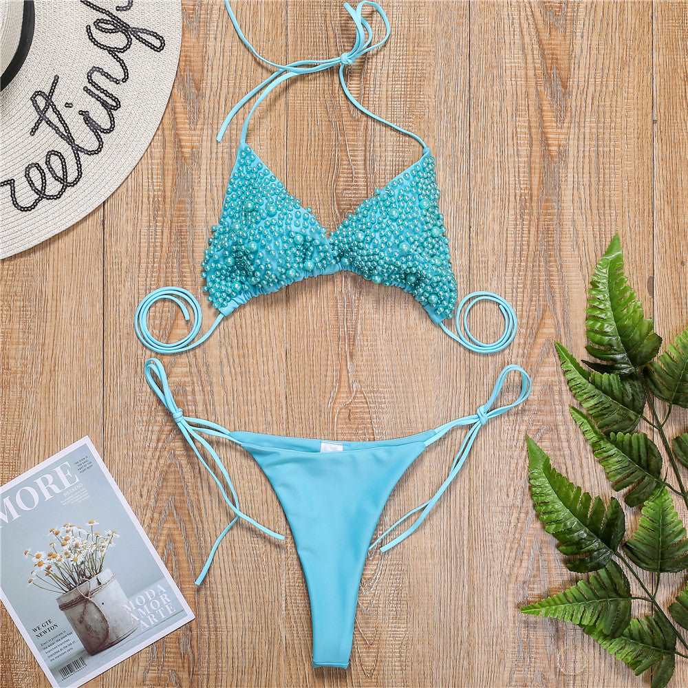 Two-pieces Bikini shorts set with Studs - Swimwear-Ice & Rose