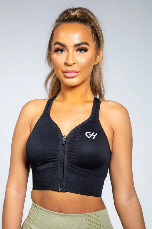 Front Zip Sports Bra with removable Pads and Hook for secure Fittings and zip control - Ice & Rose