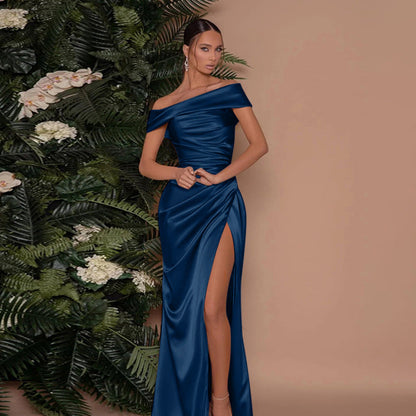 Socialite Style Elegant Women's Split  Xmas Dress Ice & Rose