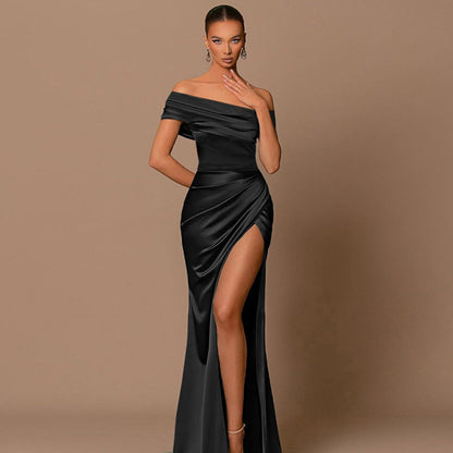Socialite Style Elegant Women's Split  Xmas Dress Ice & Rose