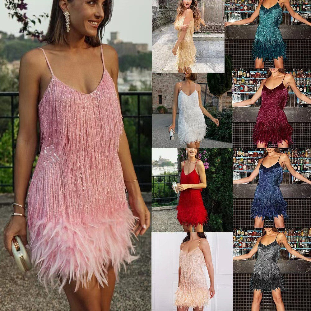 Fringe Feather Mini Dress – Elegant Statement Party Dress | Ice & Rose Ice & Rose