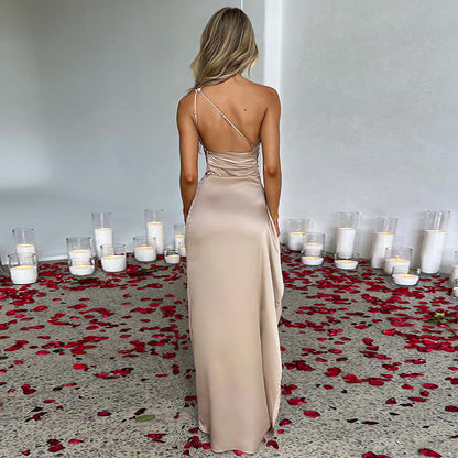 One-shoulder Backless Slit Dress Summer Ice & Rose