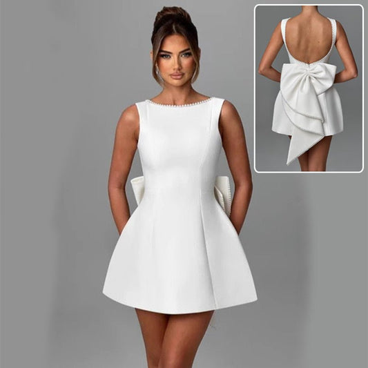 Big - Bowed Pearls Backless Dress For Party Evening Out Dress - Dresses - Ice & Rose