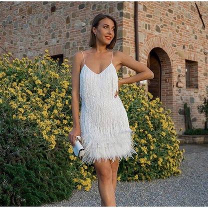 Fringe Feather Mini Dress – Elegant Statement Party Dress | Ice & Rose Ice & Rose