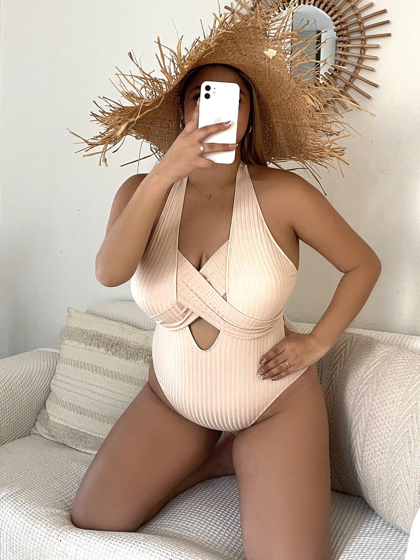 Curvy Plus Size One Piece Swimwear Ice Rose