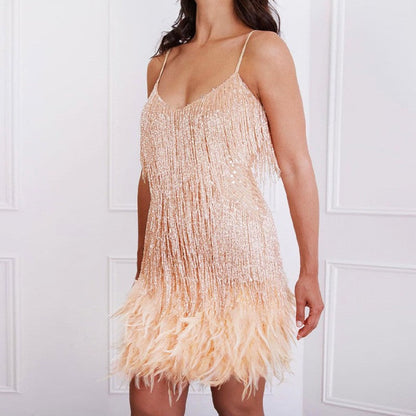 Fringe Feather Mini Dress – Elegant Statement Party Dress | Ice & Rose Ice & Rose