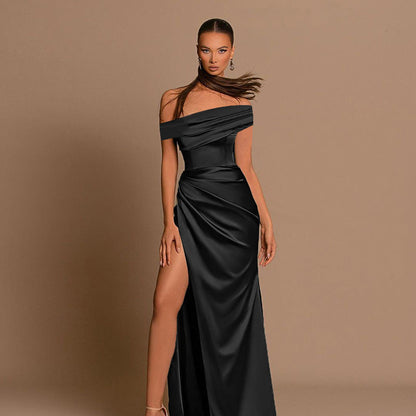 Socialite Style Elegant Women's Split  Xmas Dress Ice & Rose