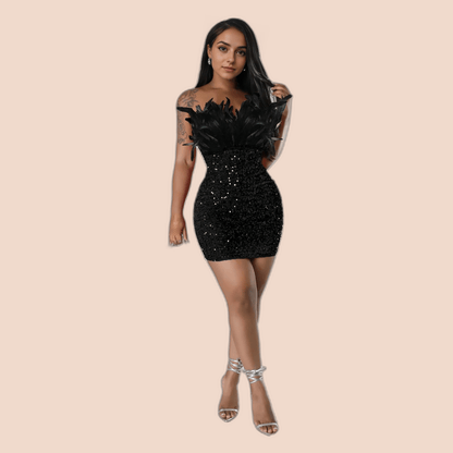 Feather Sequin Party Dress - Dresses - Ice & Rose