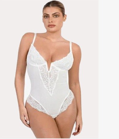 Lace Shapewear Women's Waist Control Body Shaping Butt Lift Bodysuit Body Shaper Rompers - Backless Bodysuit-Ice & Rose