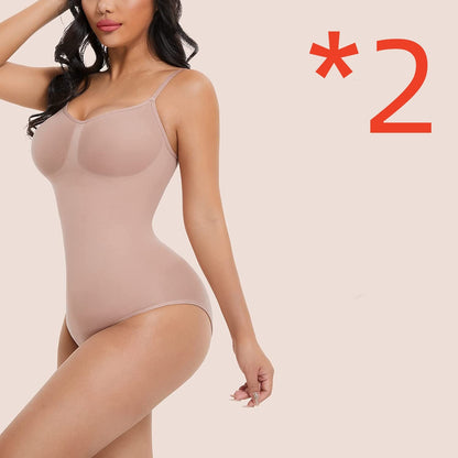 Plus Size Women's Hip Raise Belly And Waist Slimming Shapewear Bodysuit - Backless Bodysuit - Ice & Rose