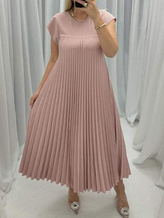 Short Sleeve Pleated Summer Dress - Dresses - Ice & Rose