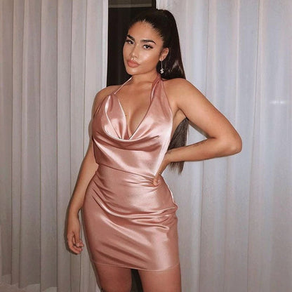 V Neck Backless Mini Sleeveless Summer Party Dress - Dresses - Ice & Rose