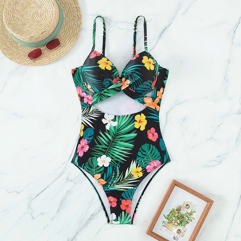 Women's Floral One-piece Swimsuit Swimwear - Swimwear-Ice & Rose