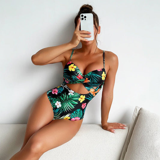 Women's Floral One-piece Swimsuit Swimwear - Swimwear-Ice & Rose