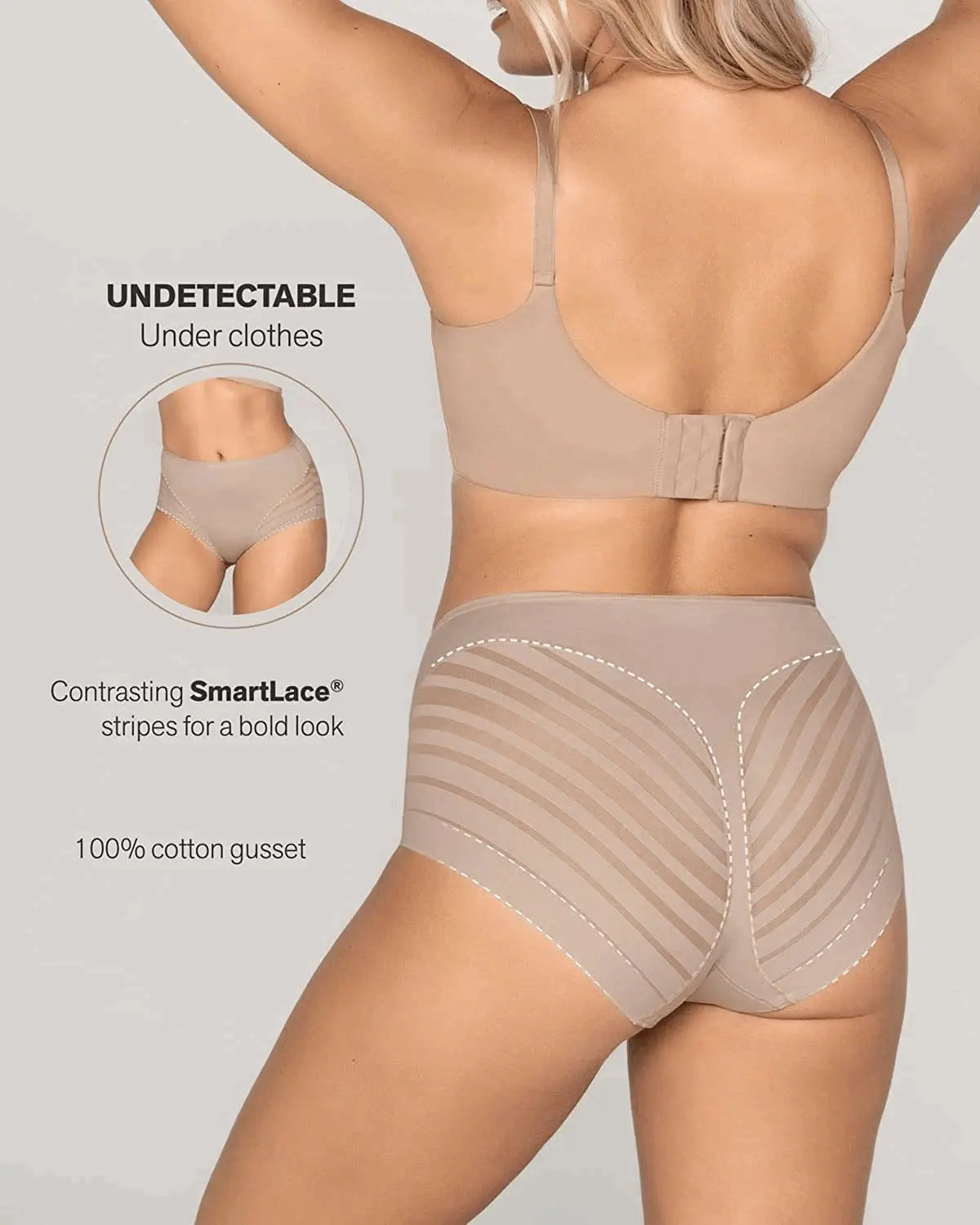 High Waist Ice Silk B Cotton Crotch Women's Underwear Panty - High Waisted Tummy Control Panty-Ice & Rose