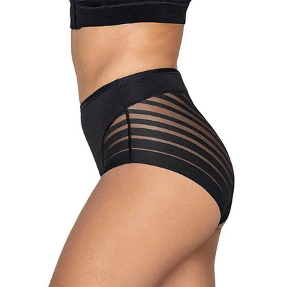 High Waist Ice Silk B Cotton Crotch Women's Underwear Panty - High Waisted Tummy Control Panty-Ice & Rose