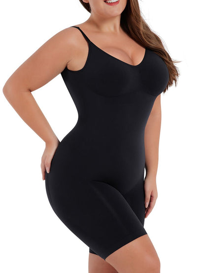 Plus Size Essentials All Day Every Day Scoop Neck Mid-Thigh Bodysuit Low Back - Bodysuit-Ice & Rose