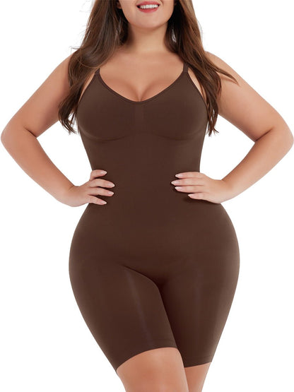 Plus Size Essentials All Day Every Day Scoop Neck Mid-Thigh Bodysuit Low Back - Bodysuit-Ice & Rose