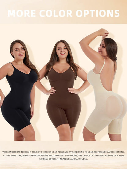 Plus Size Essentials All Day Every Day Scoop Neck Mid-Thigh Bodysuit Low Back - Bodysuit-Ice & Rose