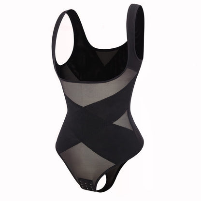 Tummy Control Thong full Body Bodysuit with Mesh Fajas Shape wear - Shape Wear Body Shaper-Ice & Rose
