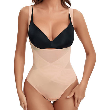 Tummy Control Thong full Body Bodysuit with Mesh Fajas Shape wear - Shape Wear Body Shaper-Ice & Rose