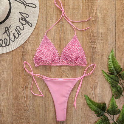 Two-pieces Bikini shorts set with Studs - Swimwear-Ice & Rose
